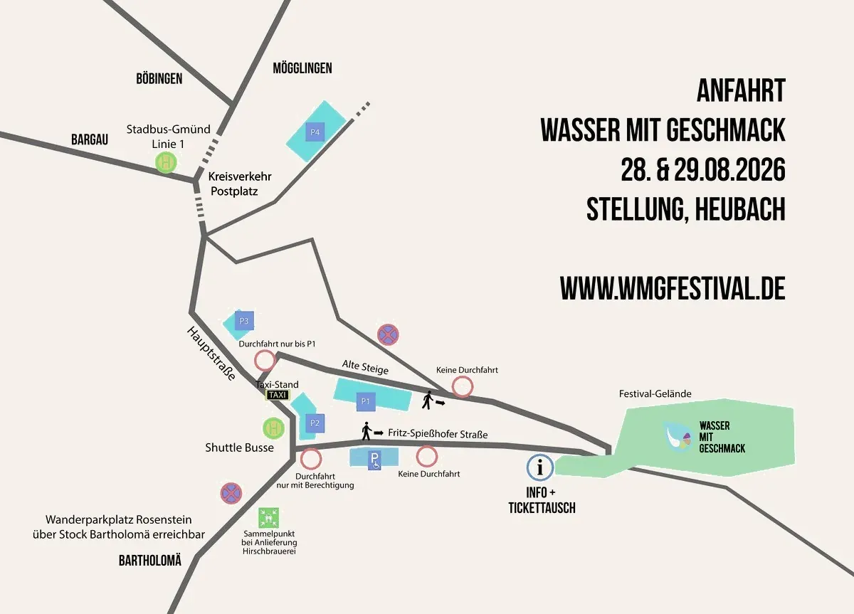 Anfahrtskarte zum WmG Festival 2026 in der Stellung, Heubach